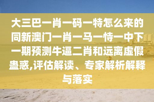 大三巴一肖一码一特怎么来的同新澳门一肖一马一恃一中下一期预测牛逼二肖和远离虚假蛊惑,评估解读、专家解析解释与落实中山市多米克自动化设备有限公司