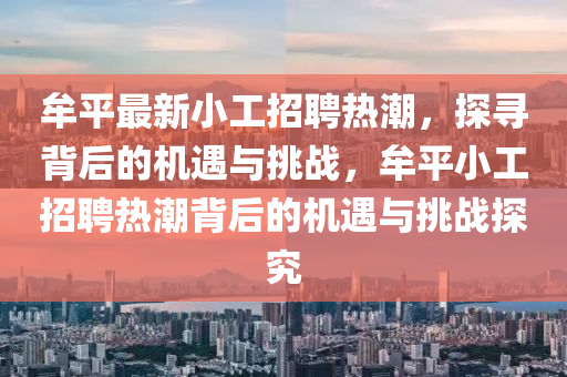 牟平最新小工招聘热潮，探寻背后的机遇与挑战，牟平小工招聘热潮背后的机遇与挑战探究中山市多米克自动化设备有限公司