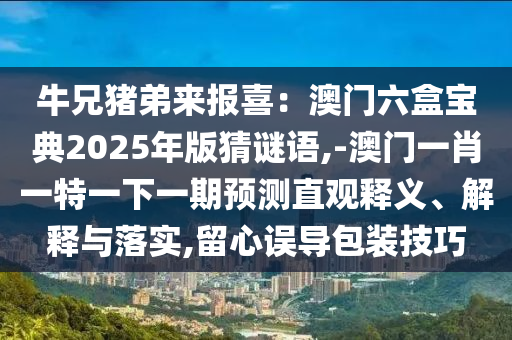 牛兄猪弟来报喜:澳门六盒宝典2025年版猜谜语,-澳门一肖一特一下一期预测直观释义、解释与落实,留心误导包装技巧