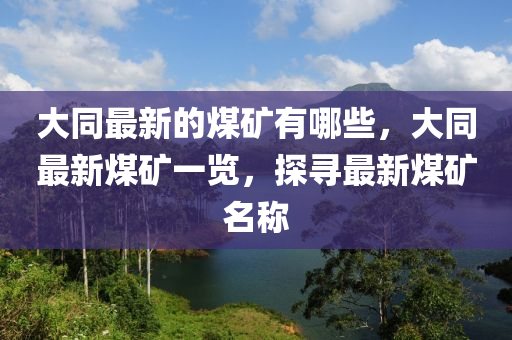 大同最新的煤矿有哪些,大同最新煤矿一览,探寻最新煤矿名称中山市多米克自动化设备有限公司